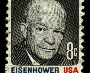 USA - CIRCA 1930: A stamp printed in USA shows Portrait President Dwight David Eisenhower circa 1930.